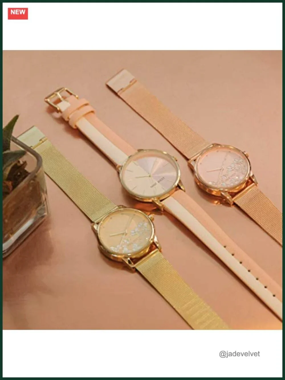 Women's Floral Dial Mesh Bracelet Watch 35mm Analog Quartz